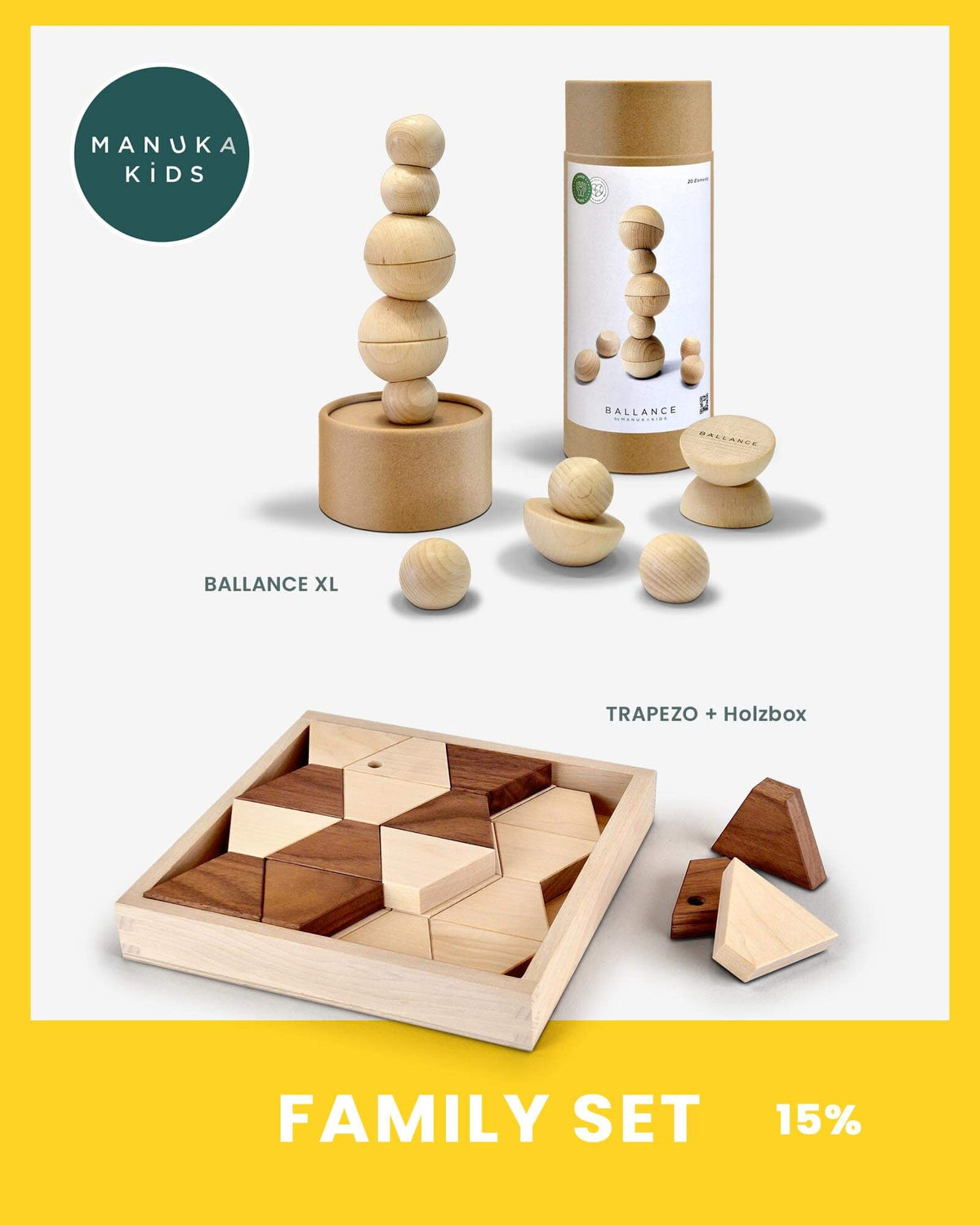FAMILY-Set - BALLANCE XL & TRAPEZO® Holzbausteine